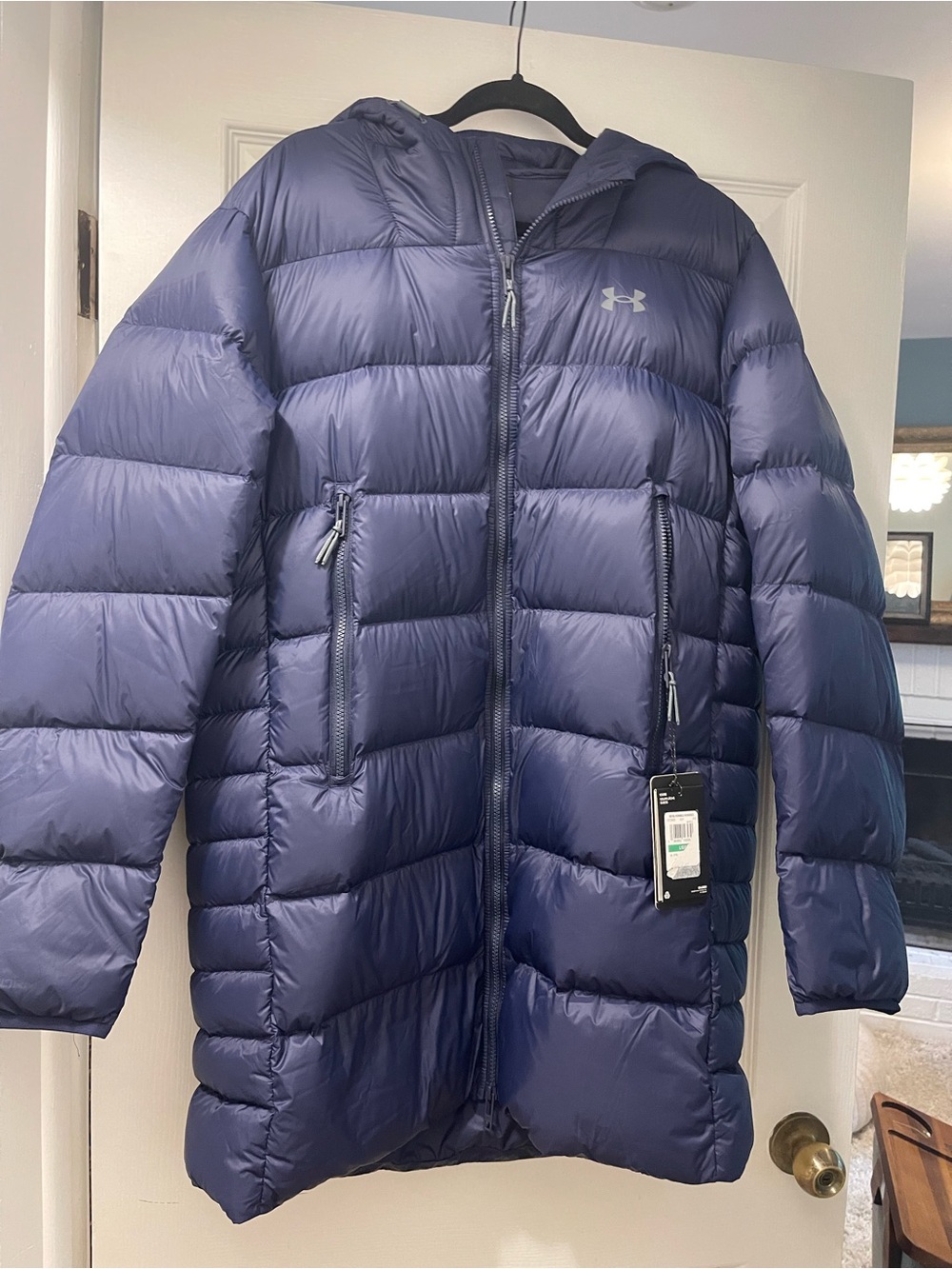 NWT Under Armour Storm Armour Down Hooded Parka Navy Men’s Large